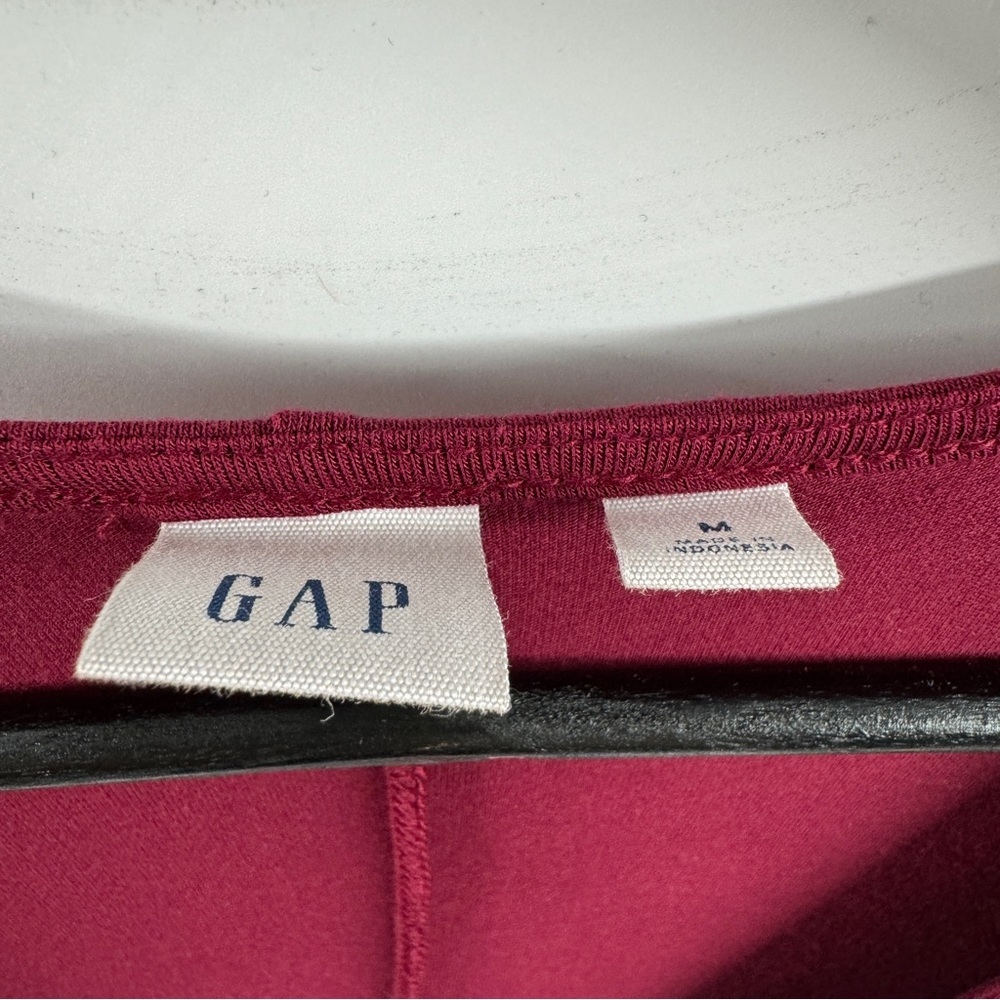 Gap Maroon Long Sleeve Wrap Dress with Side Tie – Size Medium - Picture 4 of 6